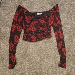 Oriental Dragon Off-Shoulder Blouse